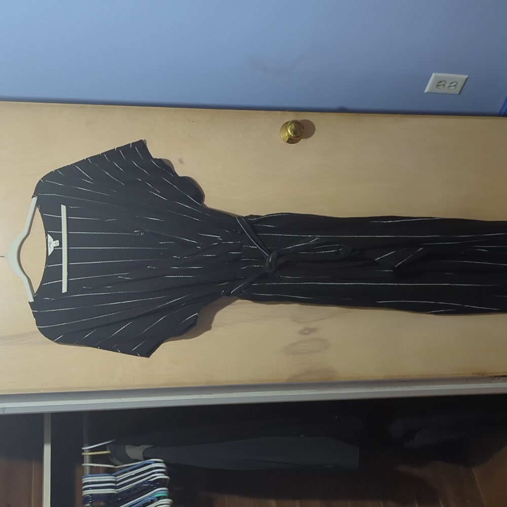 Black Pinstripe Jumpsuit